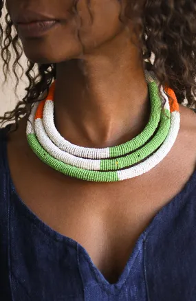 African Jewelry, Beaded Collar, Statement Necklace, Handmade Crafted
