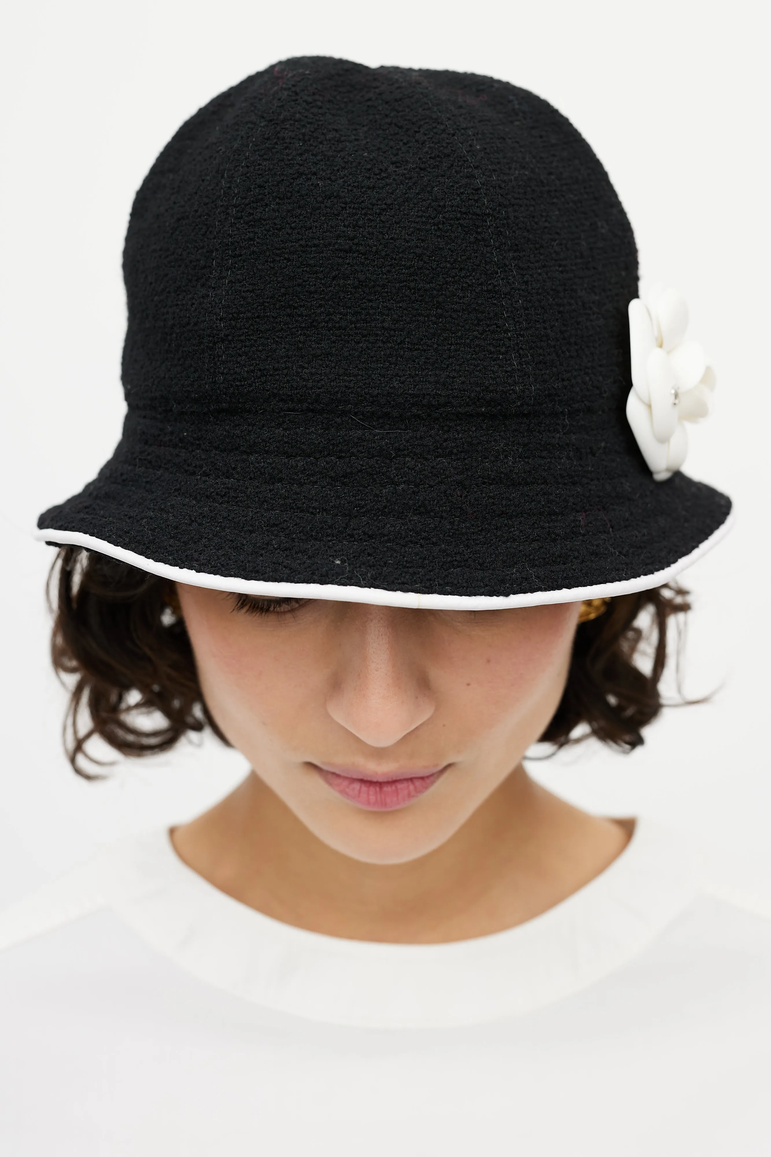 Black & White Camellia Bucket Hat