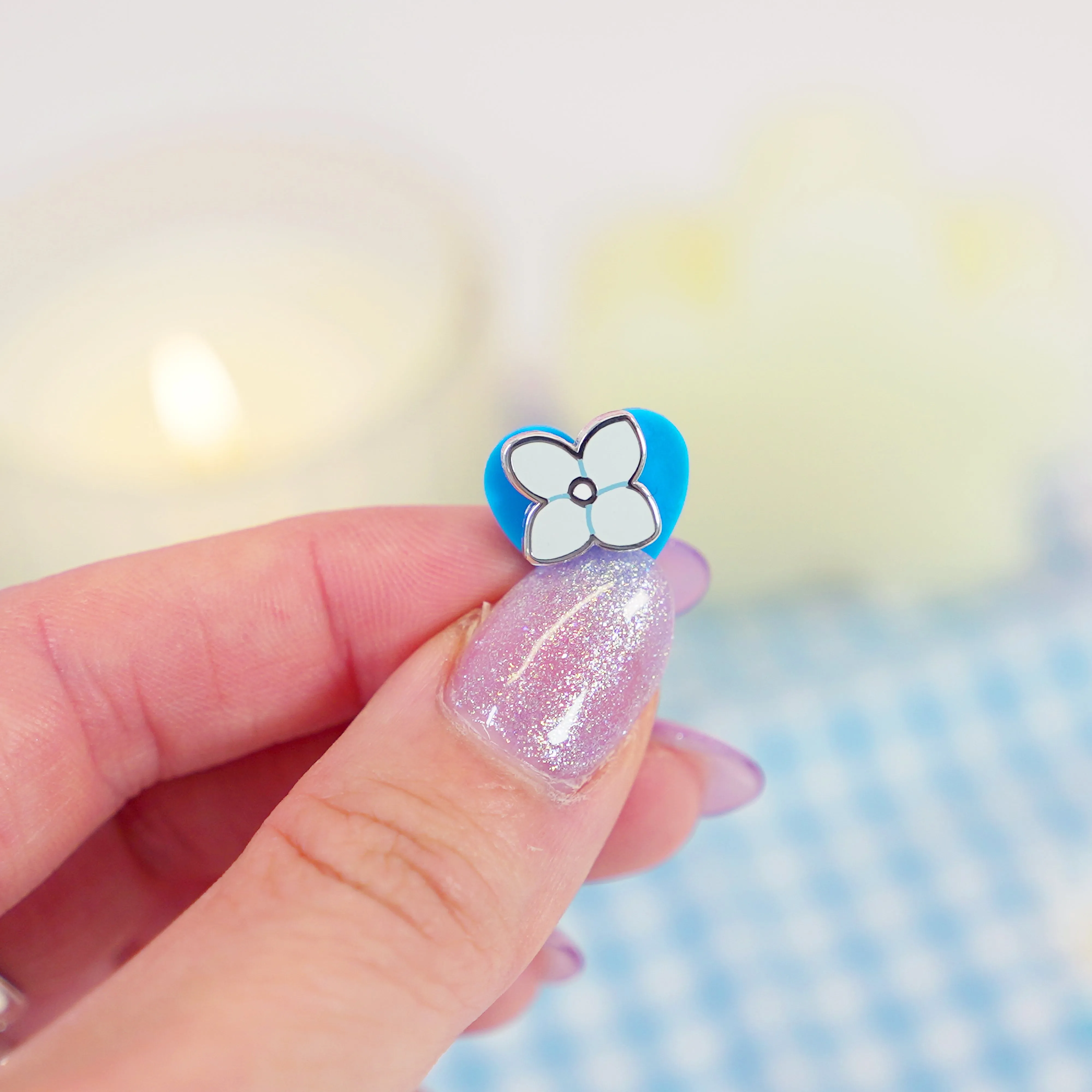 Blue Hydrangea Mini Flower Enamel Pin | Kawaii Floral Jewelry | Cute Botanical Accessory for Nature Lovers