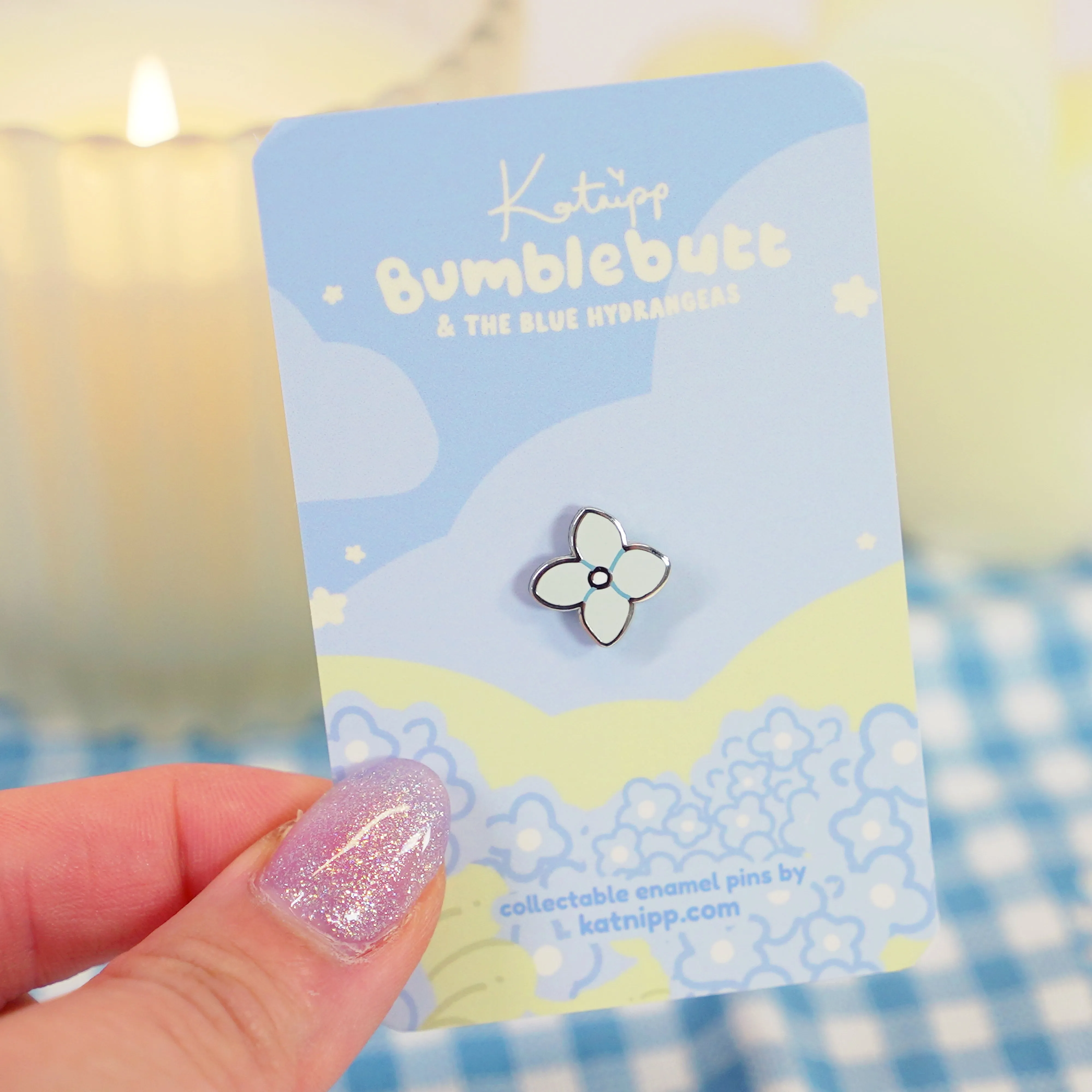 Blue Hydrangea Mini Flower Enamel Pin | Kawaii Floral Jewelry | Cute Botanical Accessory for Nature Lovers