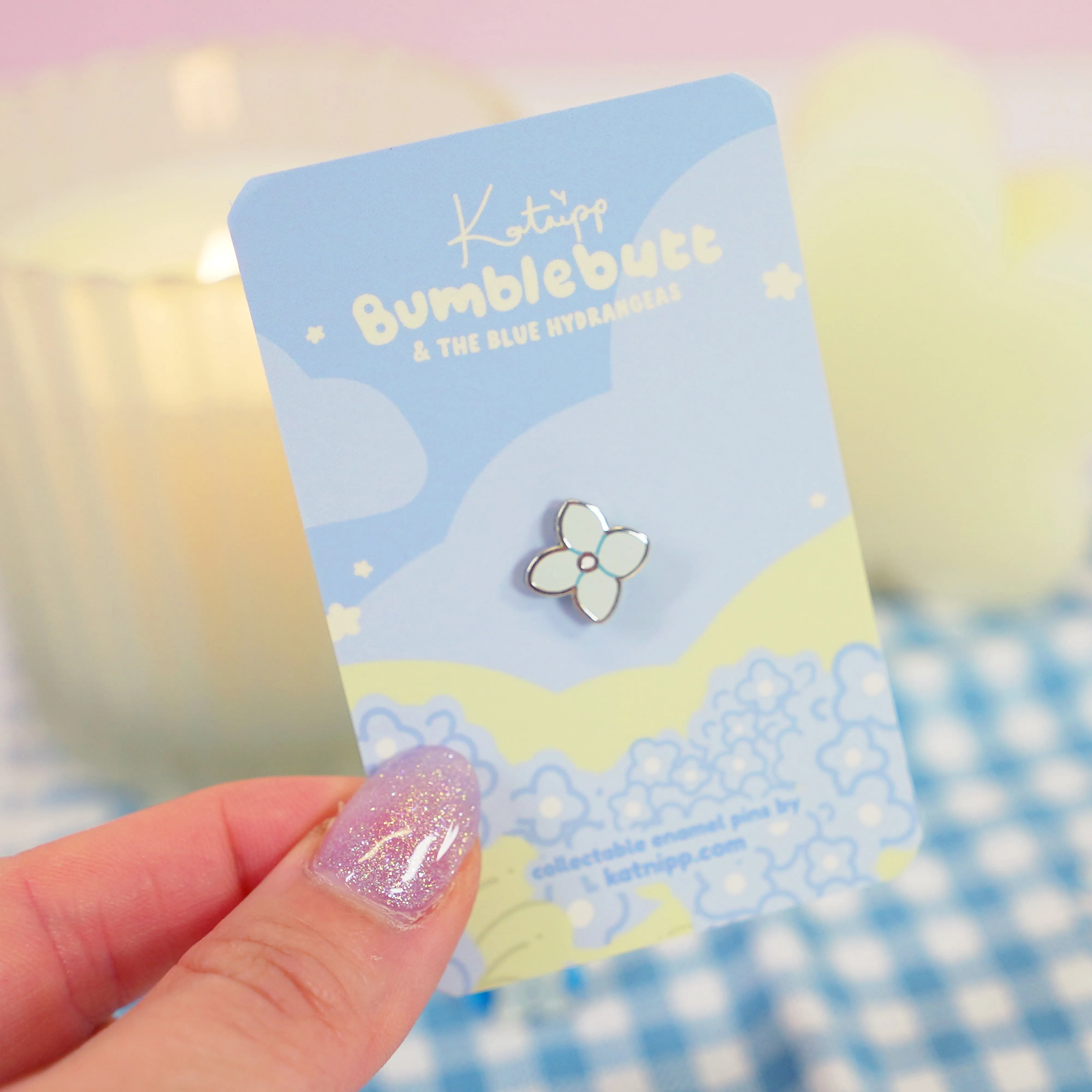 Blue Hydrangea Mini Flower Enamel Pin | Kawaii Floral Jewelry | Cute Botanical Accessory for Nature Lovers