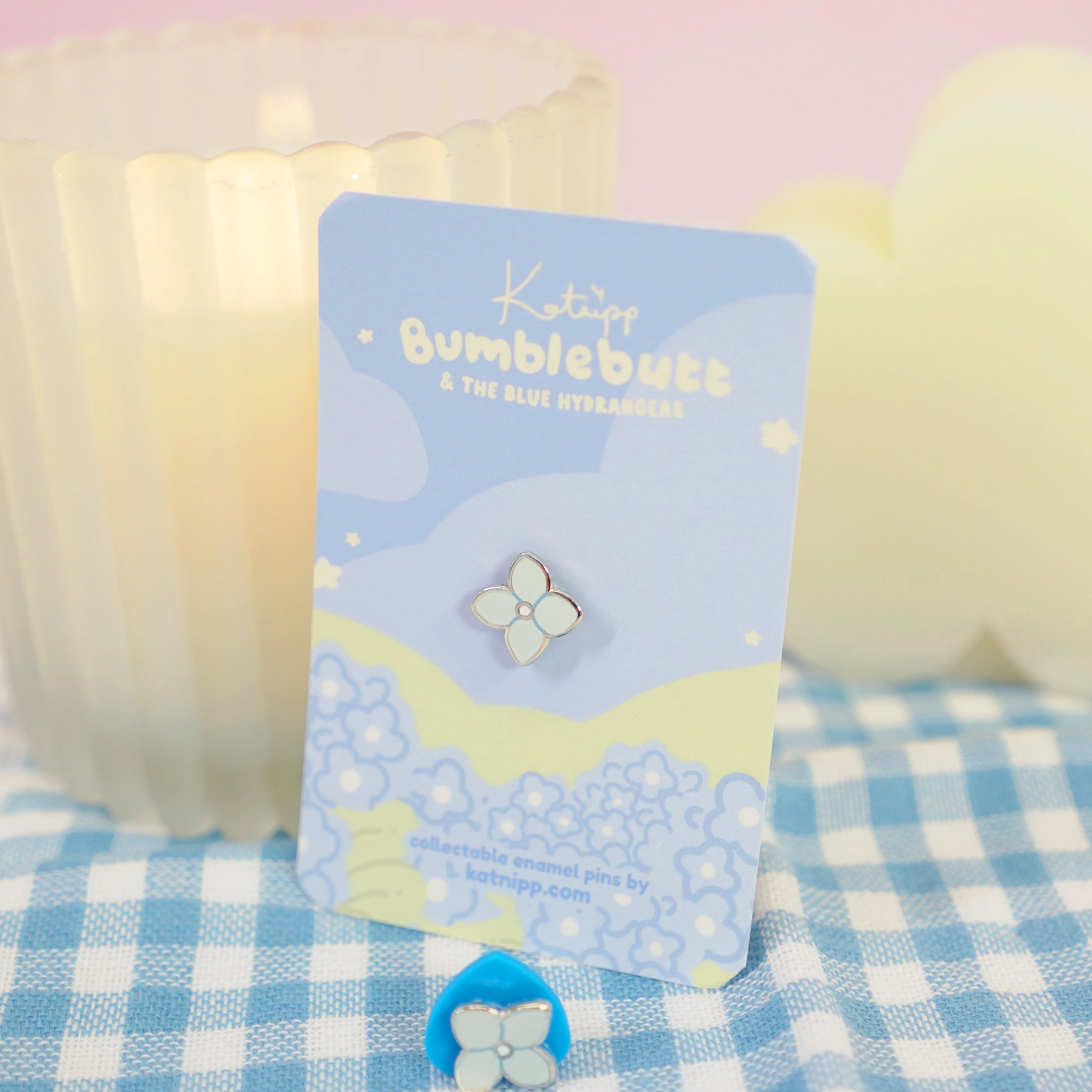 Blue Hydrangea Mini Flower Enamel Pin | Kawaii Floral Jewelry | Cute Botanical Accessory for Nature Lovers