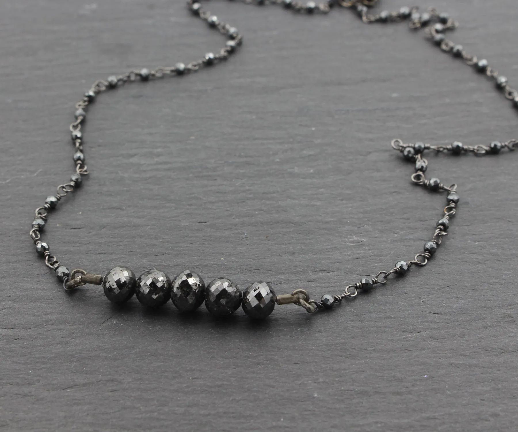 Classic Black Diamond Beaded Necklace