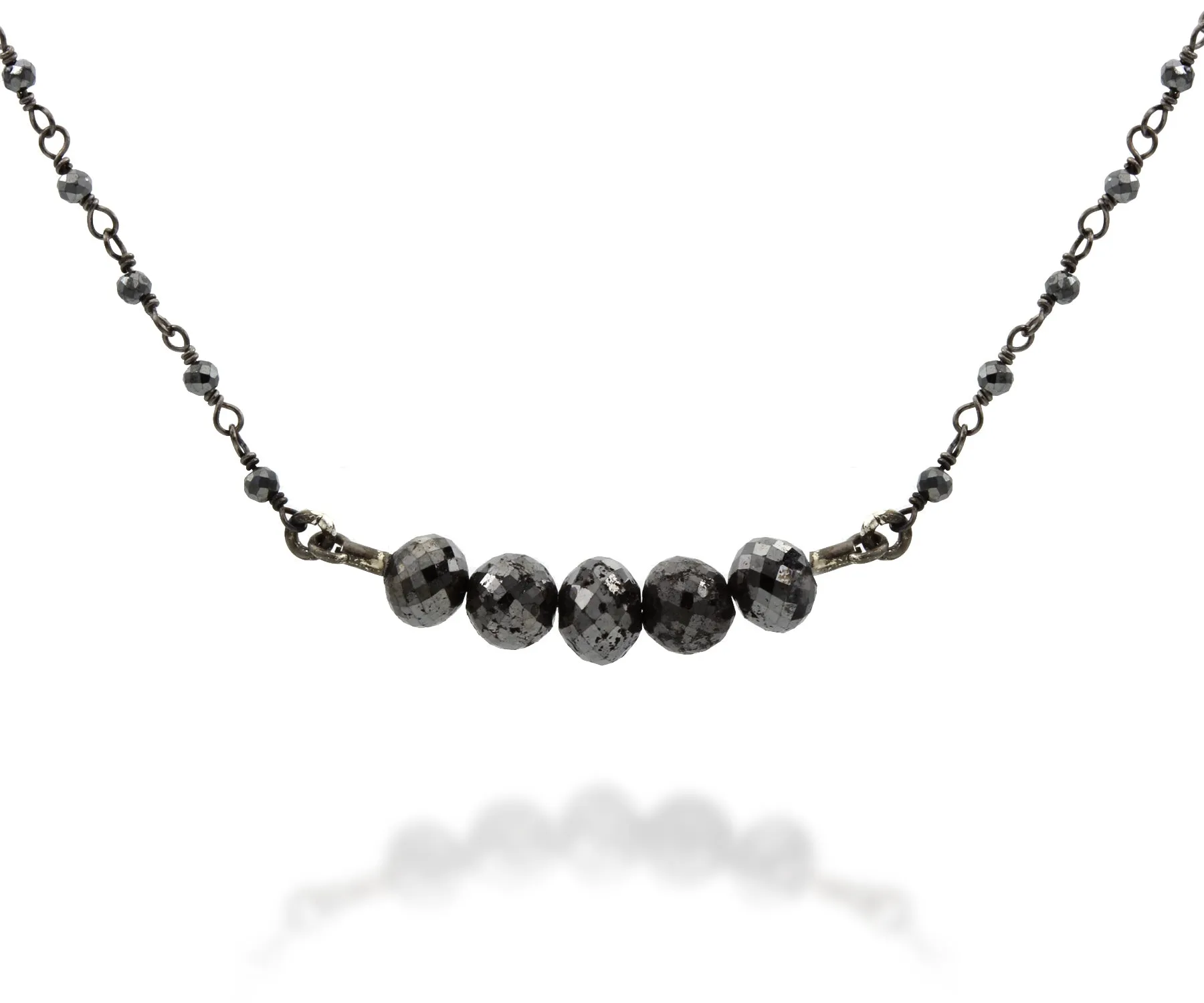 Classic Black Diamond Beaded Necklace