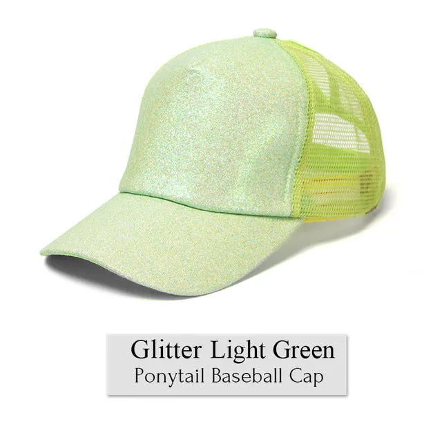 Glitter Ponytail Baseball Cap Women Snapback Summer