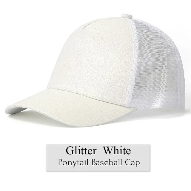 Glitter Ponytail Baseball Cap Women Snapback Summer