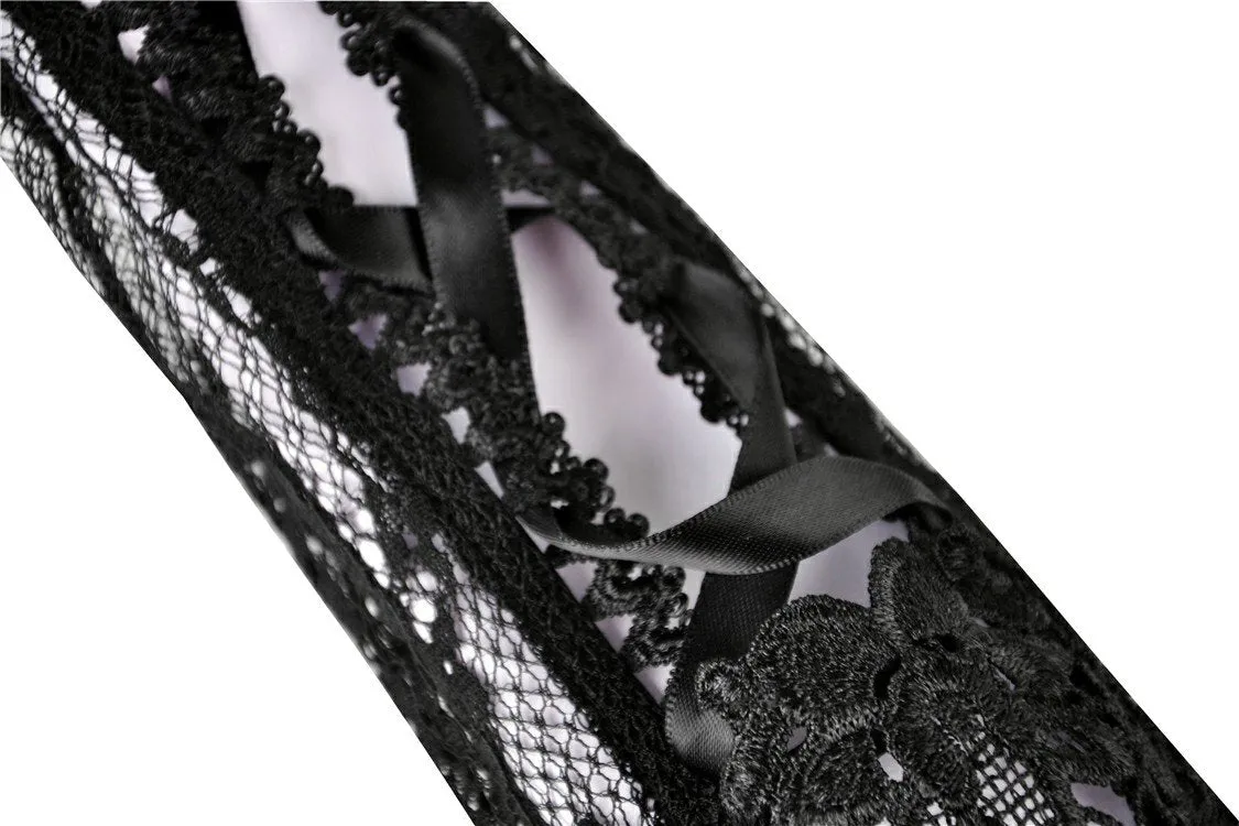 Gothic lace up lacey gloves AGL007