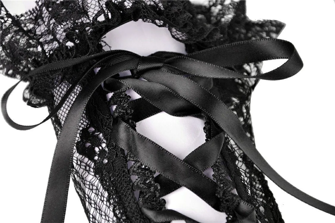 Gothic lace up lacey gloves AGL007