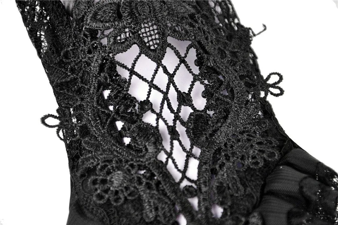 Gothic lace up lacey gloves AGL007