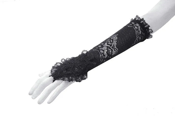 Gothic Romantic Lace Embroidered Gloves AGL026