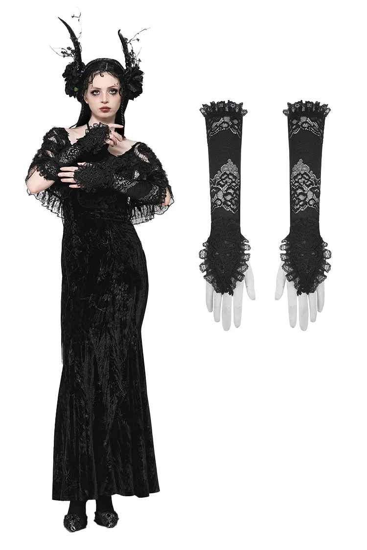 Gothic Romantic Lace Embroidered Gloves AGL026