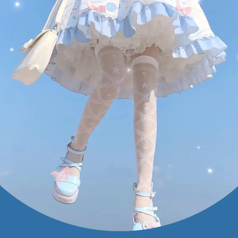 Intertwined Dream Bowknot Ribbon Knee Socks