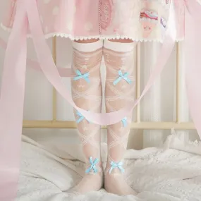 Intertwined Dream Bowknot Ribbon Knee Socks