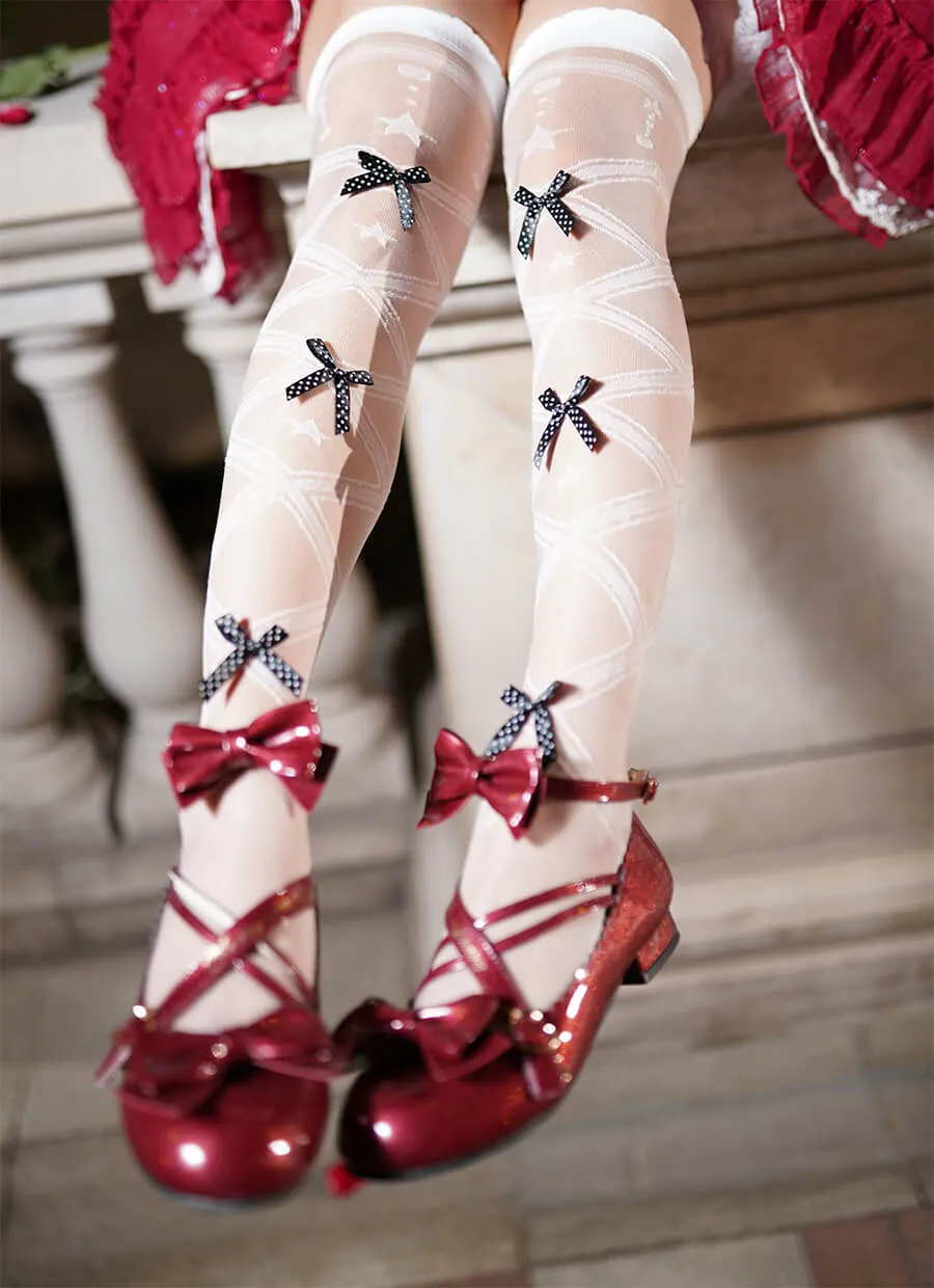 Intertwined Dream Bowknot Ribbon Knee Socks