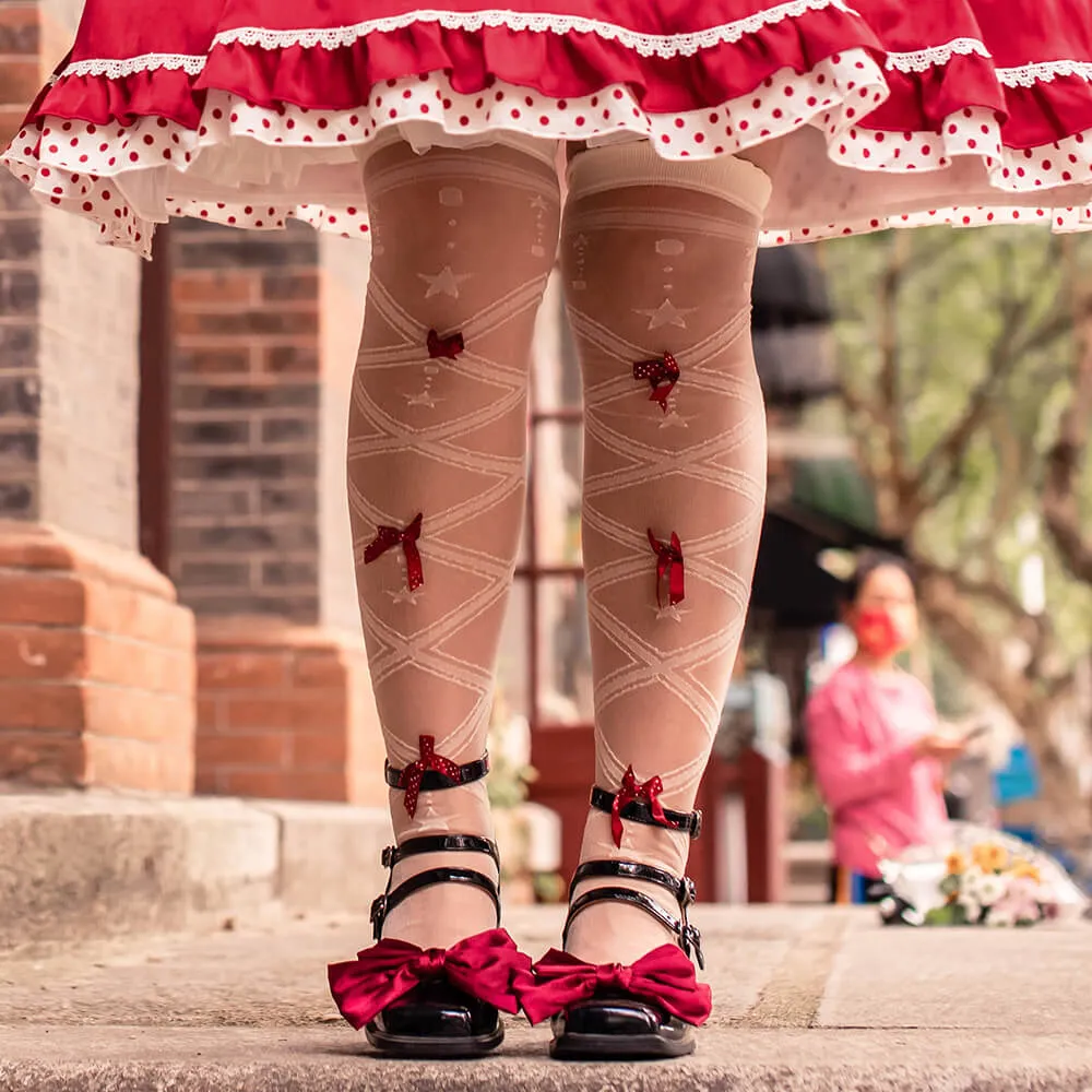 Intertwined Dream Bowknot Ribbon Knee Socks