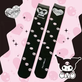 Kuromi Skulls Pattern Over Knee Socks