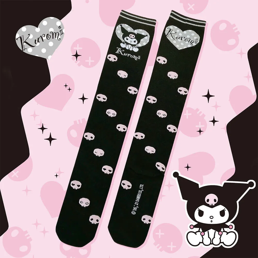 Kuromi Skulls Pattern Over Knee Socks