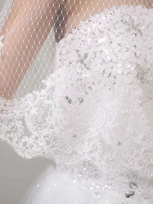 Lace Applique Pearl Rhinestone Wedding Wraps | Bridelily