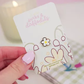 Mini White Daisy Flower Enamel Pin | Cute Kawaii Flower Pin | Spring Ducks & Daffodils Collection