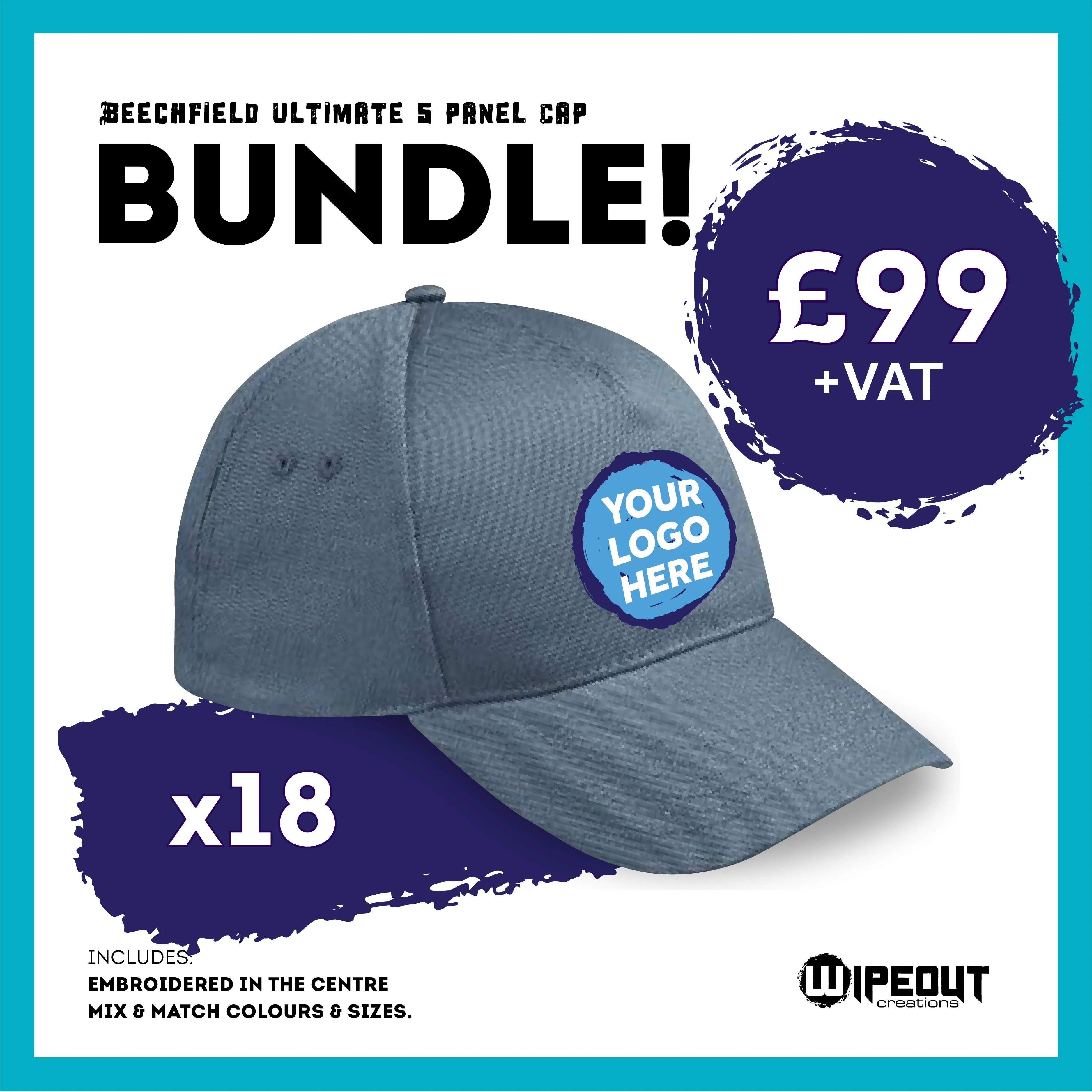 Personalised Baseball Caps x18   Free Logo