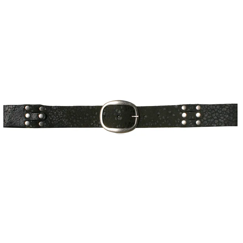 Pieced & Riveted Belt - Black Animal