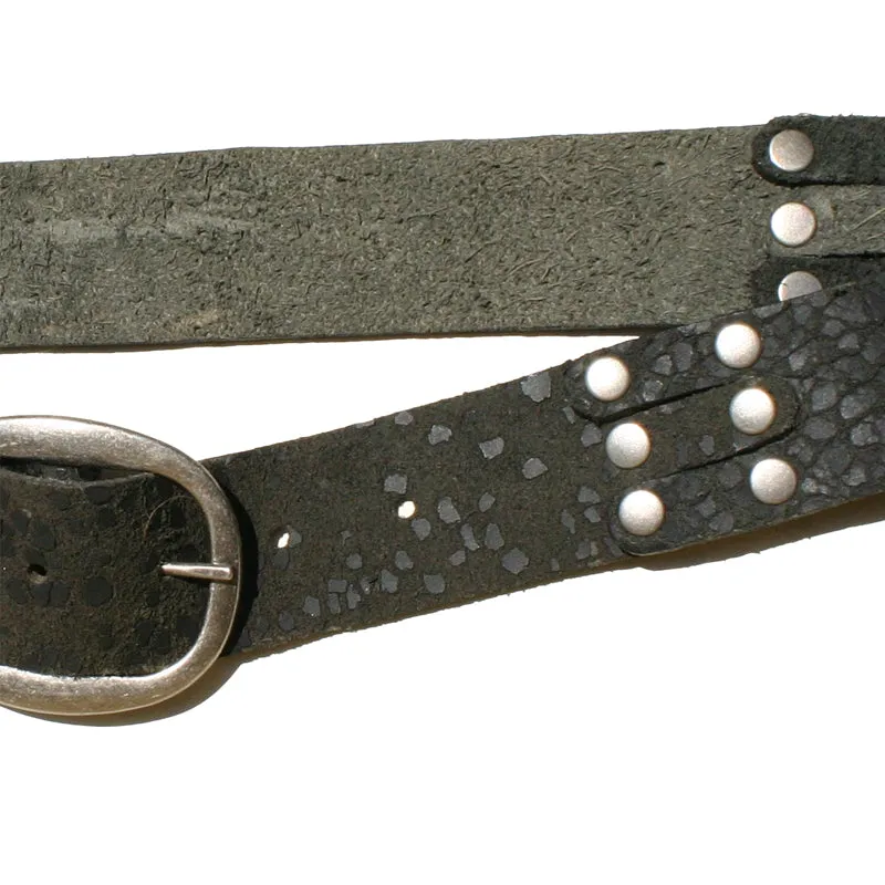 Pieced & Riveted Belt - Black Animal