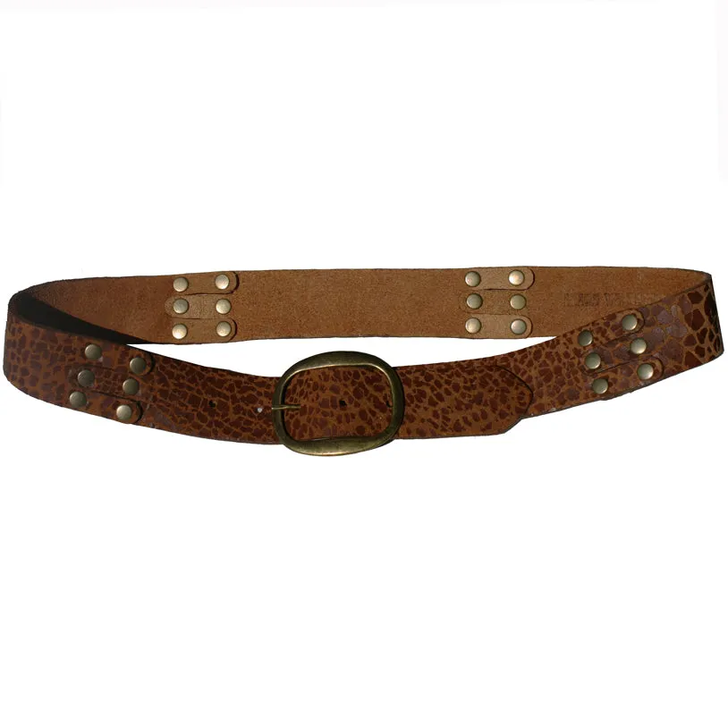 Pieced & Riveted Belt - Cognac Animal